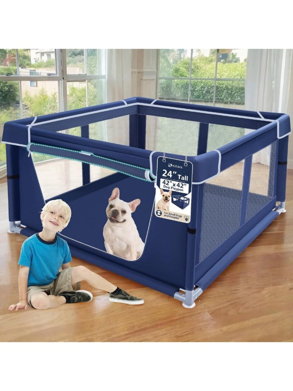 42x42 Dog Playpen with Gate - Indoor/Outdoor Puppy Safety Fence, Sturdy